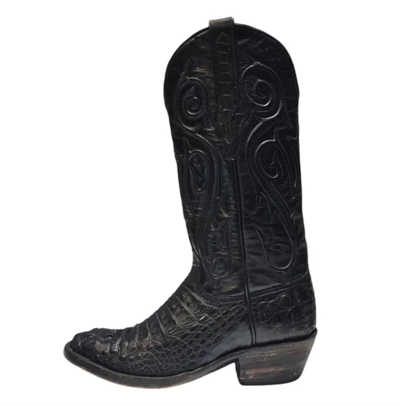 Black Jack Black Caimen Belly Leather Classic Western Cowboy Boots Mens Size 6 - Picture 15 of 15